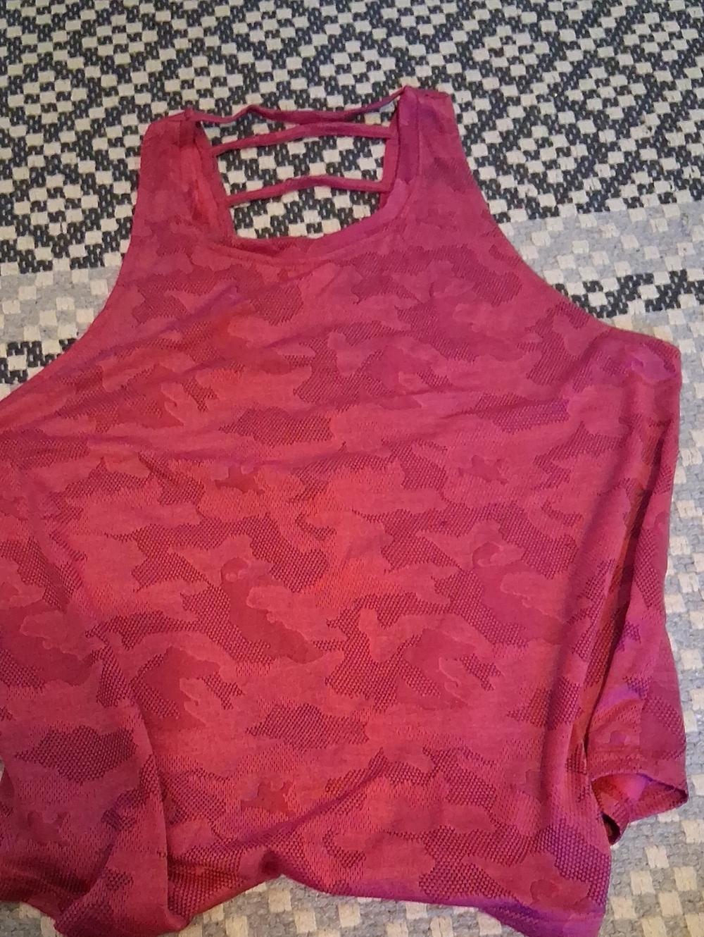 SHEIN Pink Camo Strappy Back Tank Top